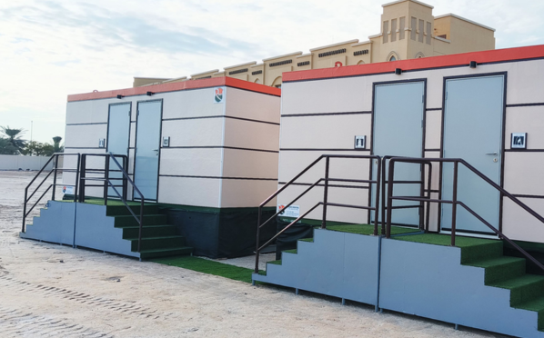 Portable ablution container for rent at outdoor event site